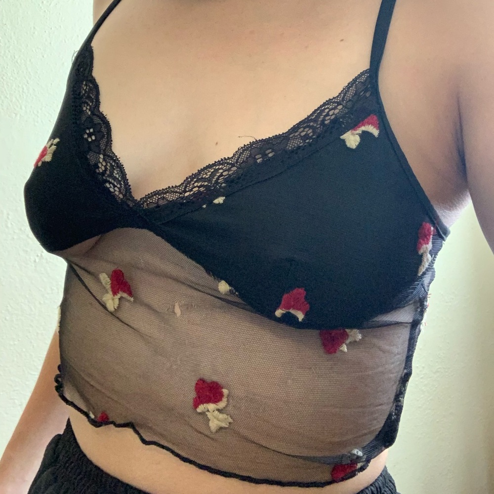Rose embellish tank top